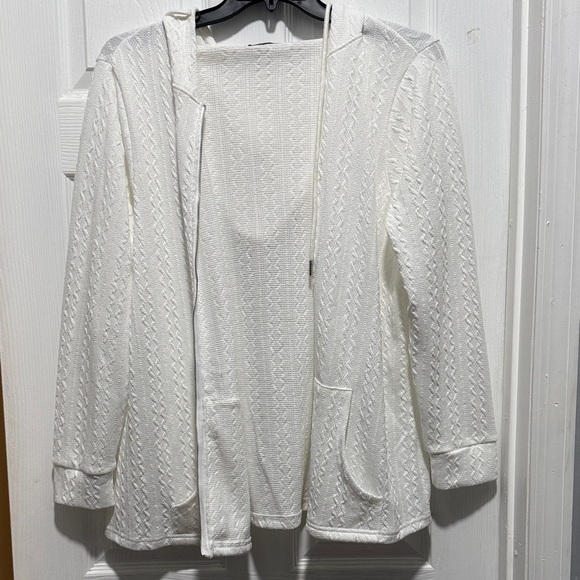 BloomChic Sweaters - BloomChic White Knit Hooded  Cardigan